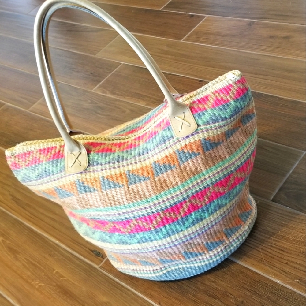 Bohemian MCM Jute Oversized Tote Shopper